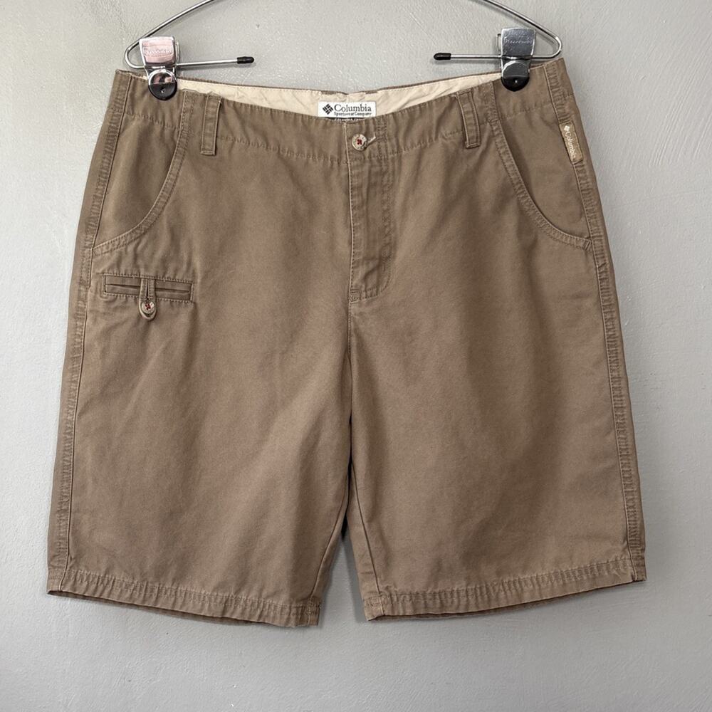 Columbia Canvas Shorts Womens Size 10 Khaki Brown Hiking Gorpcore Granola Girl - Picture 1 of 9